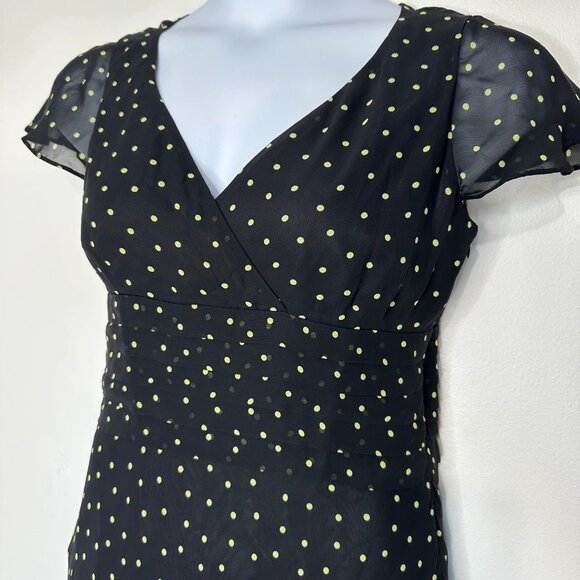 Vintage Evan Picone Polka Dot Midi Dress Sz 10 Black Whimsigoth - Picture 2 of 11